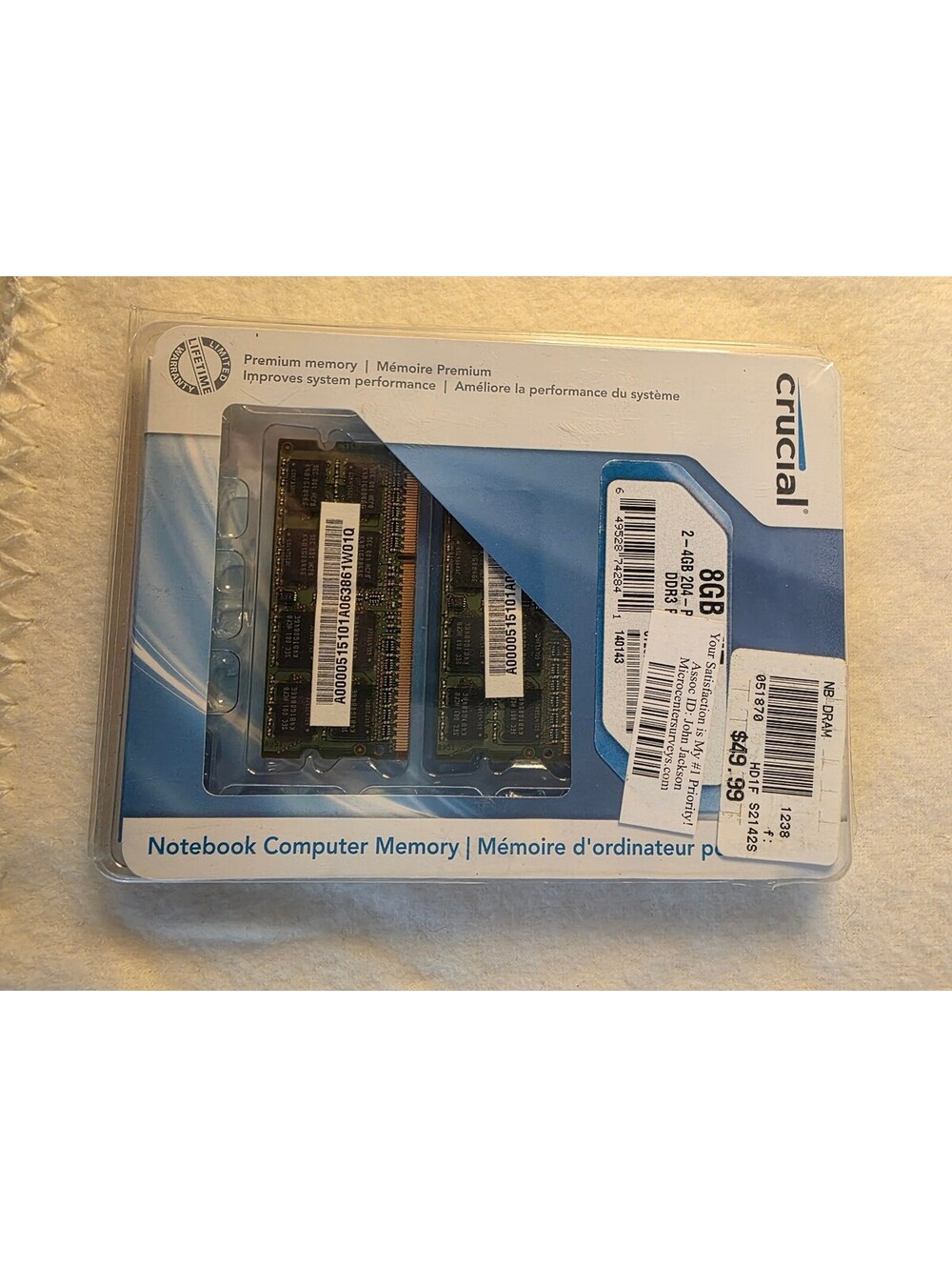 Crucial 8GB 2x4GB DDR3 204-Pin Laptop Notebook Memory RAM Kit Open Package